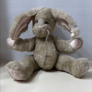 The Bearington Collection Plush Bunny Rabbit Stuffed Animal Moveable Joints Tan